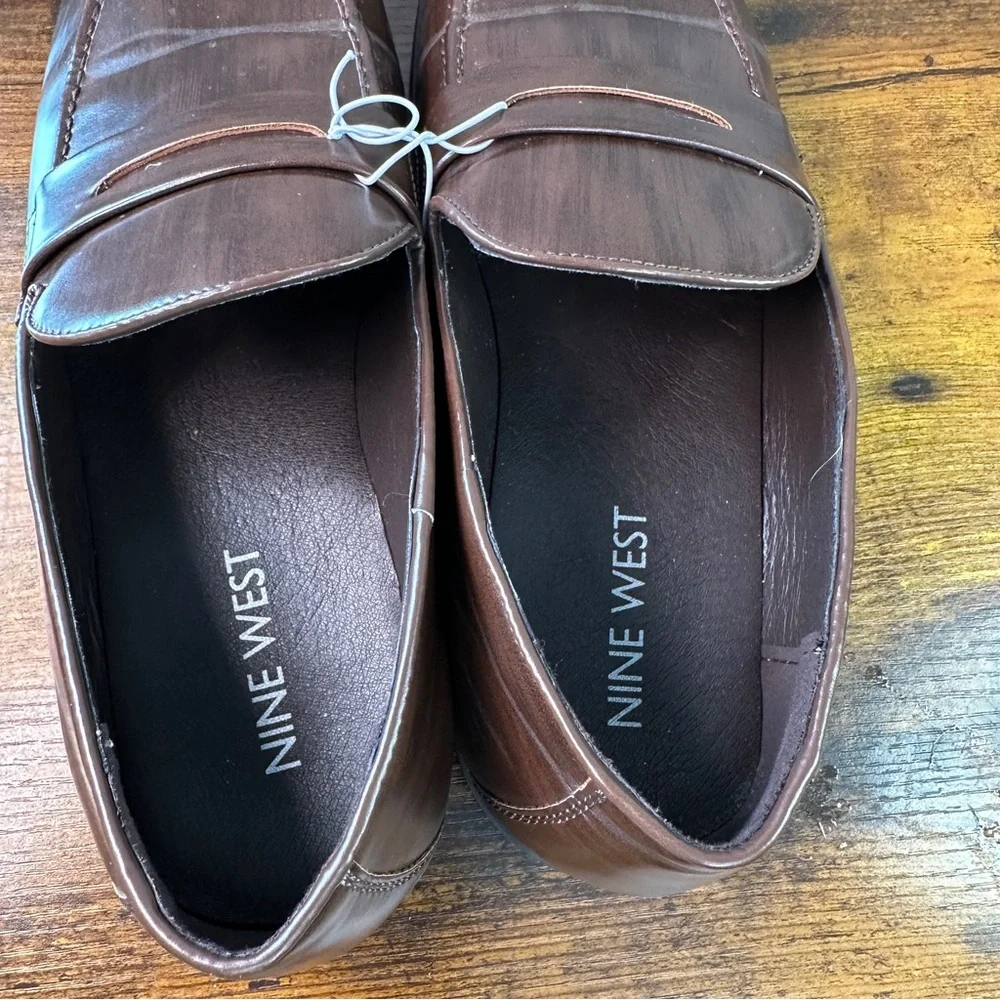 Nine West Men’s Brown Leather Penny Loafers - Slip-On Dress Shoes -Size 11 - Picture 4 of 7